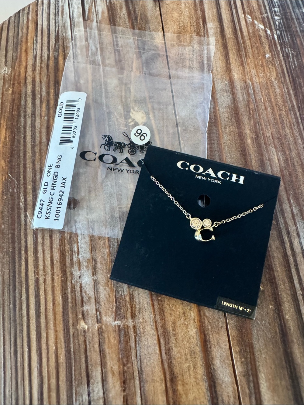 COACH Gold Signature crystal cluster Necklace NWOT - Picture 5 of 12